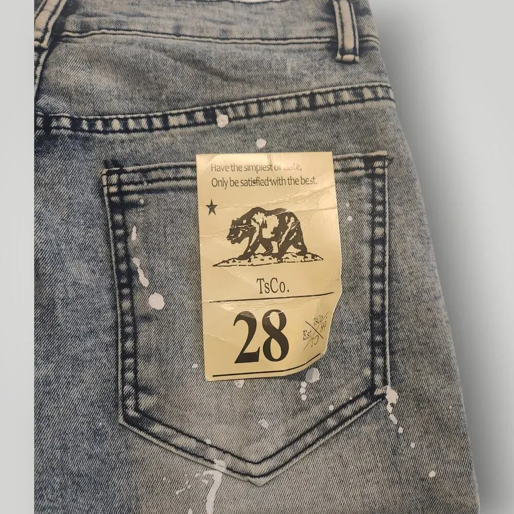 NWT Trestles Supply Men's 28 Blue Medium Wash White Paint Splatter Denim Shorts - Picture 12 of 16